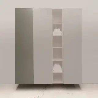 Burgbad Пенал подвесной 50хh196х37см, SX, петли слева, дверь push-open, 4 полки, цвет: Grey matt