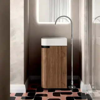 Oasis Profilo Композиция №23 Комплект мебели 45х45х h200см., напольный, цвет: белый матовый|Walnut/хром