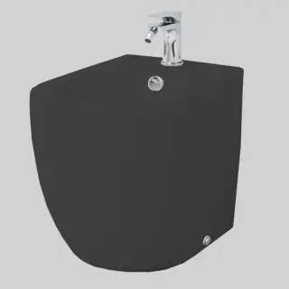 Artceram File 2.0 Биде напольное 37х52 см, 1 отверстие, saniglaze, цвет: черный матовый