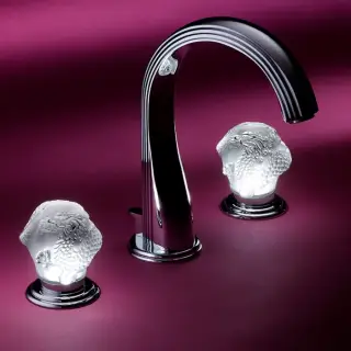 THG Dragon Moon Смеситель для раковины, 3 отв., с подсветкой, цвет: хром/хрусталь