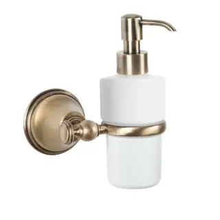 TW Harmony 108, подвесной дозатор для ж/мыла, керамический (белый), цвет: бронза