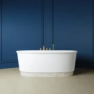 Devon&Devon Holiday Ванна 175.7х66.5х89.7 см, из WHITE TEC PLUS, с донным клапаном с крышкой из WHITE TEC (цоколь белый), отдельностоящая, цвет: белый