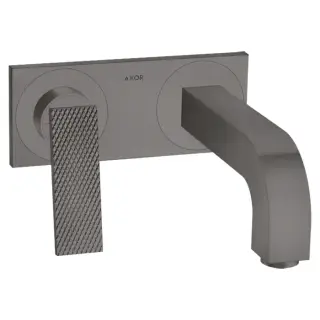 Axor Citterio Смеситель для раковины, встраиваемый, излив: 22см, с панелью, текстура, цвет: шлифованный черный хром