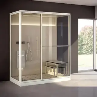 Effegibi Logica H Filo Сауна 214x250х217см, угловая DX, цвет: Soft Sand