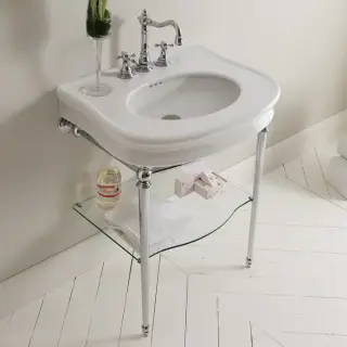 3SC Consolle Консоль Florian 70х52хh86см, с раковиной LA11, сифоном и стекл.полочкой, напольный, цвет: хром