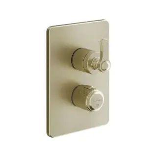 Gessi Venti20 Смеситель для душа, встраиваемый, термостатический, с переключателем на 3 положения, внешняя часть, цвет: Brushed Brass PVD