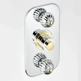 THG Mandarine metal Смеситель для душа встраиваемый, термостатический, с 2 запорными вентилями, внешняя часть, цвет: хром/золото