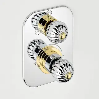 THG Mandarine metal Смеситель для душа встраиваемый, термостатический, с переключателем на 2 положения, внешняя часть, цвет: хром/золото