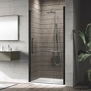 Novellini Young Душевая дверь правая/левая 77-81х200см., для ниши, распашная, стекло, цвет: черный