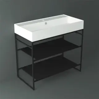 Simas Agile Структура металлическая 91x46xh72см, напольная, для раковины с 1 отв., AG91, с 2 полками, цвет: черный матовый