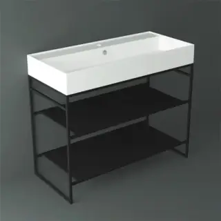 Simas Agile Структура металлическая 101x46xh72см, напольная, для раковины с 1 отв., AG101, с 2 полками, цвет: черный матовый