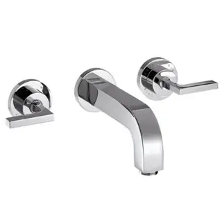 Axor Citterio, Смеситель для раковины, на 3 отверстия, с рычаговыми рукоятками, розетками и изливом 162 мм, настенный монтаж, СМ, внешняя часть, цвет: хром