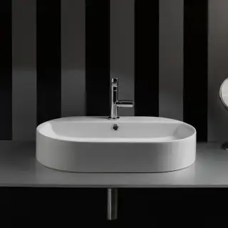 Kerasan Ciotola Раковина-чаша 65х40х12 см, 1 отв., с переливом, цвет: белый матовый