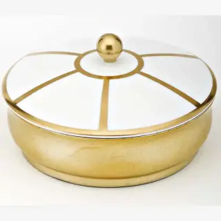THG ITHAQUE DECOR OR Китайская лакированная коробка с белой керамической крышкой &Oslash;180 мм., big size, декор золото, цвет: золото