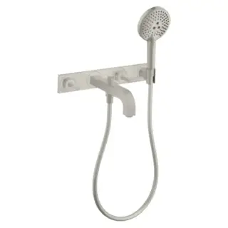 Axor Citterio Смеситель для ванны, встраиваемый, с ручным душем, ручка: рычаг, панель, цвет: сталь