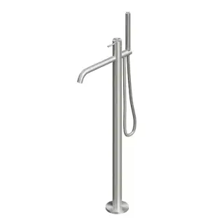 QuadroDesign Source Смеситель для ванны, напольный, с ручным душем, цвет: brushed stainless steel