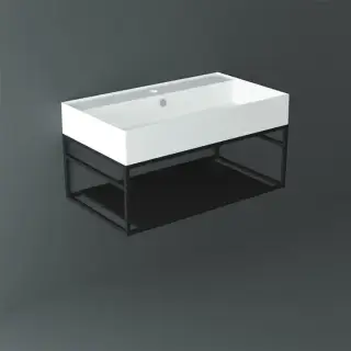 Simas Agile Структура металлическая 81x46xh28см, подвесная, для раковины с 1 отв., AG81, с 1 полкой, цвет: черный матовый