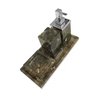 3SC Palace Marmo Комплект: стакан, дозатор, мыльница, лоток, цвет: мрамор Emperador dark/хром