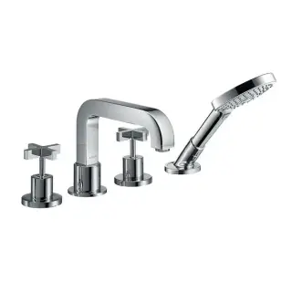 Axor Citterio, Смеситель для ванны, на 4 отверстия, монтаж на плитку, с крестовыми рукоятками, внешняя часть, цвет: хром