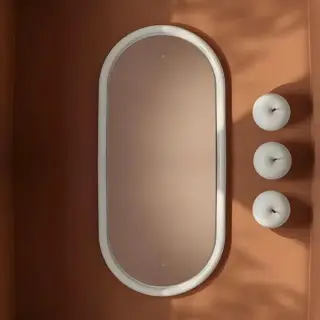 Artceram Milano Зеркало 55х100 см в керамической раме с LED-подсветкой и сенсорным выключателем, цвет: белый