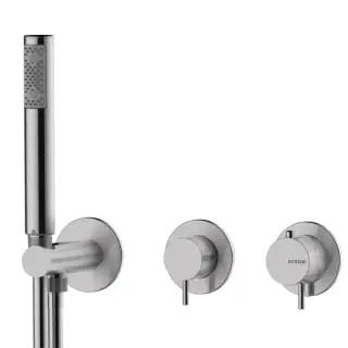 Bossini Nobu Встраиваемый термостат. смеситель для душа, с перекл.на 2 вых, душ. набор Zen-Inox с гибким шлангом Cromolux 150 см., цвет: нержавеющая сталь