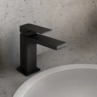 Carlo Frattini Fit Смеситель для раковины, на 1 отв, донный клапан, h110мм излив 110мм, цвет: черный матовый