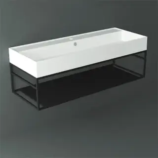 Simas Agile Структура металлическая 121x46xh28см, подвесная, для раковины с 1 отв., AG121, с 1 полкой, цвет: черный матовый