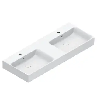 Catalano Premium Раковина 120x47см двойная, с 2 отв., цвет: белый глянцевый