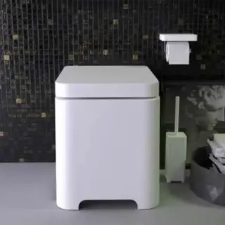 KNIEF Feel Унитаз напольный безободковый 58х39х42 см, с крышкой микролифт , цвет: белый матовый