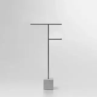 Antonio Lupi Bivio Стойка напольная 65см., с полотенцедержателем и держателем туалетной бумаги, база из мрамора Carrara satinato, структура Satin steel