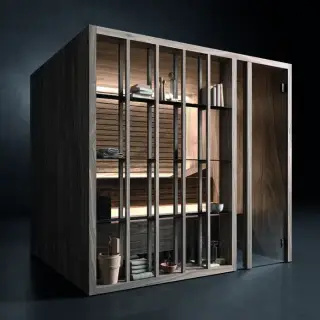 Effegibi Yoku S Shelf Био-Сауна 174x170х214см, угловая DX, цвет: осина термообработанная