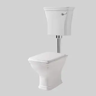 Artceram CIVITAS Унитаз 36х54см., со средним бачком и трубой хром, с механизмом с фронтальной ручкой, с сиденьем, микролифт, цвет: белый/хром