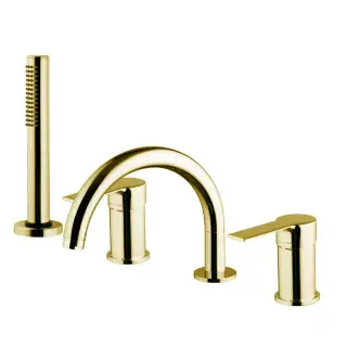 Fima Carlo Frattini Mast Смеситель на борт ванны, на 4 отв., с ручным душем, цвет: золото