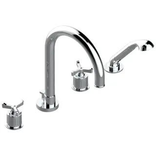 THG Hamptons Смеситель на борт ванны, 4 отв., с ручным душем, цвет: хром