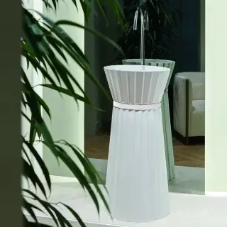 Oasis Plisse Раковина напольная &Oslash;44х95см, без отв., без перелива, в комплекте с донным клапаном, цвет белый