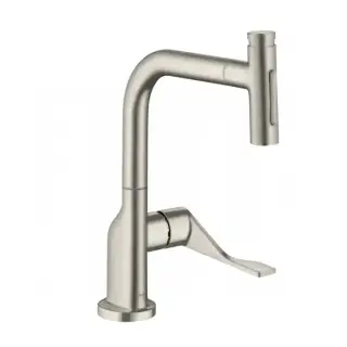 Axor Citterio Смеситель для кухни, 1 отв., с вытяжным изливом, цвет: сталь