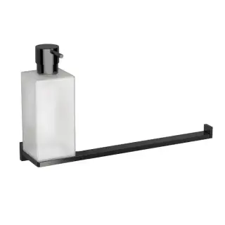 Colombo Look Дозатор для жидкого мыла с полотенцедержателем, подвесной, цвет: PVD графит полированный/матовое стекло