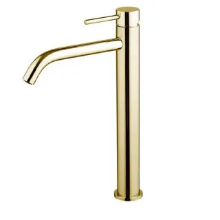 Carlo Frattini Spillo Up Смеситель для раковины, высота 29.5см., излив: 16.7см., с донным клапаном click-clack, цвет: золото матовое