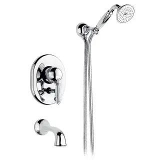 Nicolazzi Cristallo Liberty Смеситель для ванны однорычажный, встраиваемый, с изливом 160мм и ручным душем, цвет: хром