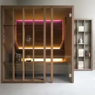 Effegibi Yoku S Shelf Сауна 230x200х214см, угловая SX, цвет: осина термообработанная