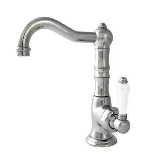 Nicolazzi P.m. Blanc Смеситель для раковины однорычажный, с донным клапаном, ручки белая керамика, цвет: хром