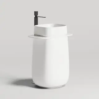 Salini Oriente Totem Раковина напольная, 70х49х90см, S-Sense, декор.накладка на слив, выпуск, сифон, цвет: белый глянцевый