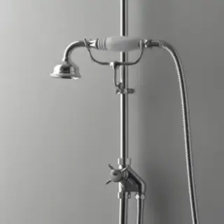 Devon&Devon Ручной душ с переключателем и держателем с белой ручкой, цвет: хром