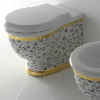 Globo Paestum Унитаз напольный пристенный 57х38см, слив универсальный, с комплектом креплений, цвет: Flower A09