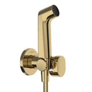 Hansgrohe Bidette E Гигиенический душ 1jet S EcoSmart+, со смесителем, с душевым держателем и шлангом 125 см, цвет: полированное золото