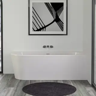 KNIEF Wall Corner L Ванна пристенная 180х80х60см., с круглым переливом, с комплектом крепл.к стене, без сл-перелива, цвет: белый