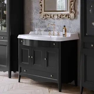 TW Veronica, База с раковиной Simas AR874bix1 105x56см, 2 верх.ящ. 3 расп. дв. и 1 выдв. ящик, доводч. Blum, ручки: Riflesso хром, напольный, цвет: noce