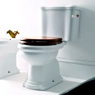 Kerasan Retro Унитаз 72х38.5см., моноблок, слив в стену, ручка справа, цвет: белый/бронза