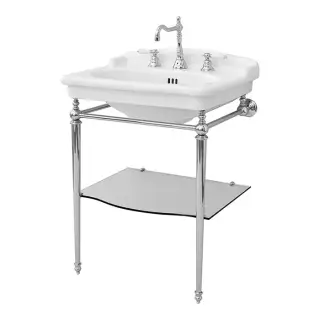 Artceram HERMITAGE Металлическая структура 62х58см, на 3 отв., со стеклянной полкой. напольная, цвет хром,