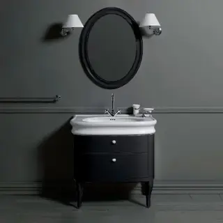 SIMAS Lante Комплект мебели, Тумба с двумя ящиками, раковиной, 90см, напольный, цвет: черный